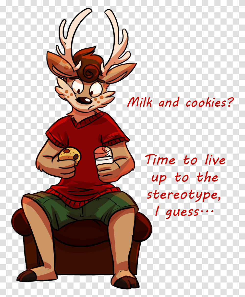 Milk And Cookies Fat Furs Deer, Person, Human, Book Transparent Png