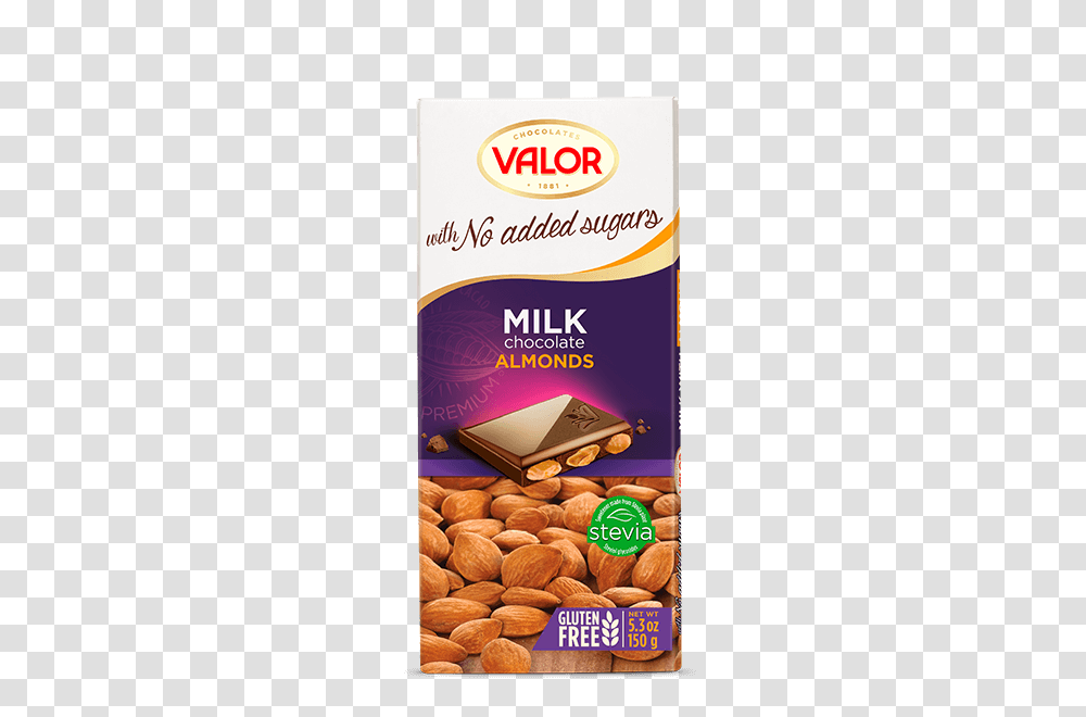 Milk Chocolate With Almonds No Sugar Added Chocolates Valor, Plant, Food, Nut, Vegetable Transparent Png