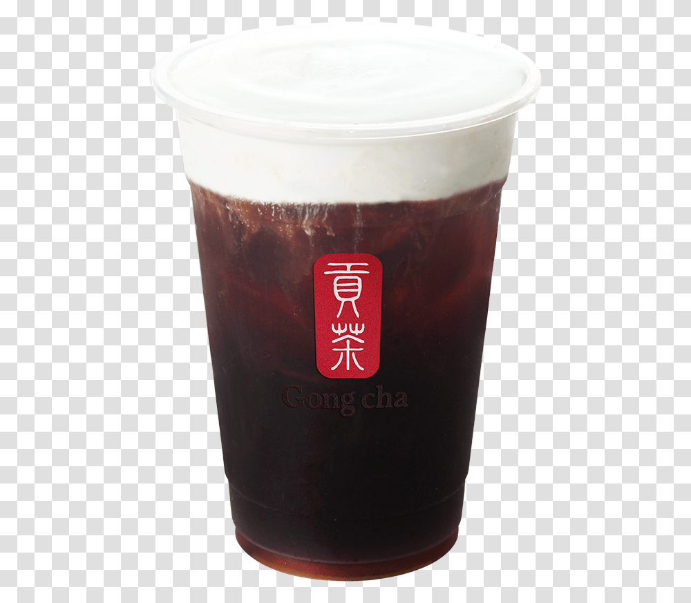 Milk Foam Black Coffee Gong Cha, Glass, Beverage, Drink, Beer Transparent Png