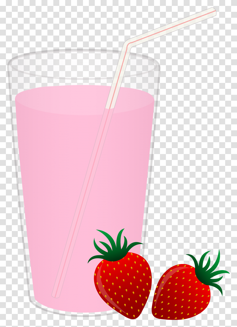 Milk Glass Strawberry Juice Cartoon, Beverage, Drink, Fruit, Plant Transparent Png