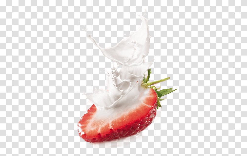 Milk Strawberry, Cream, Dessert, Food, Creme Transparent Png