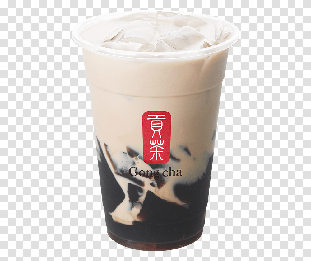 Milk Tea With Grass Jelly Gong Cha Title With Bg, Beverage, Drink, Dessert, Food Transparent Png