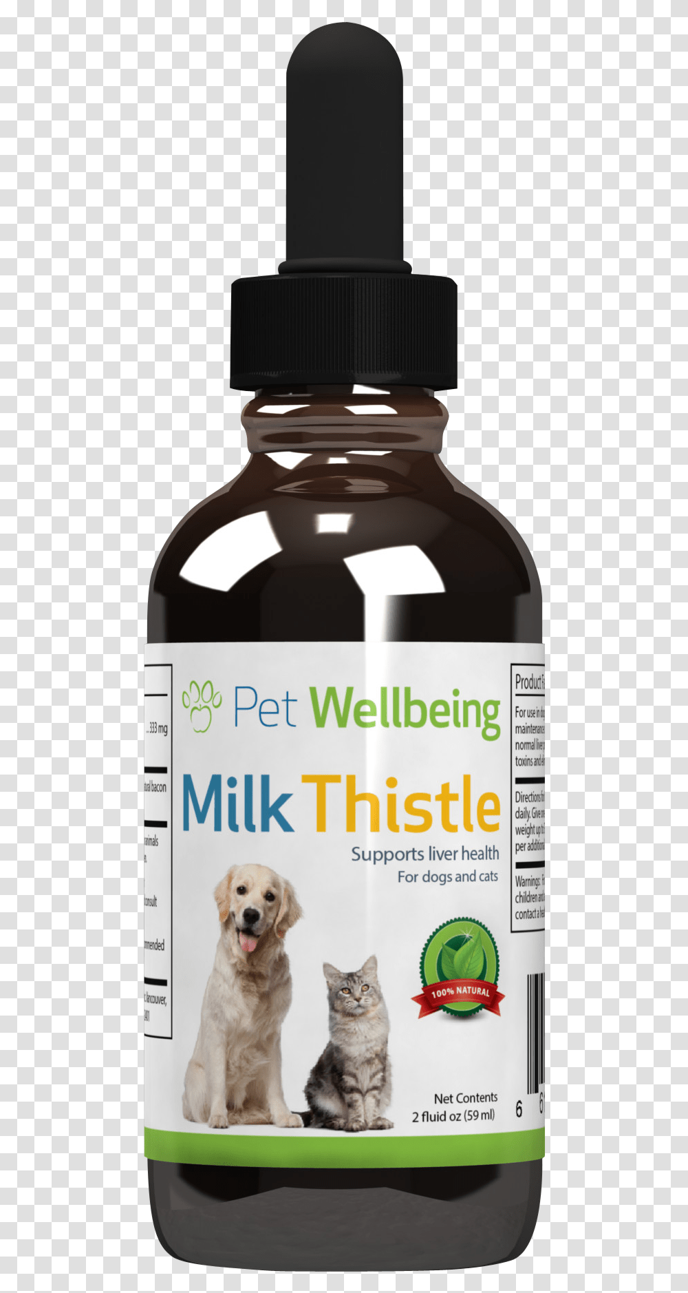 Milk Thistle 2oz For Dogs Amp Cats Petwellbeing Kidney Support Gold, Beverage, Bottle, Alcohol, Label Transparent Png