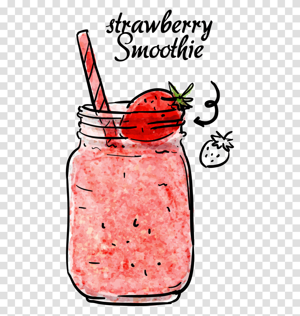 Milkshakes Clipart Strawberry Smoothie Sticker, Plant, Juice, Beverage, Food Transparent Png