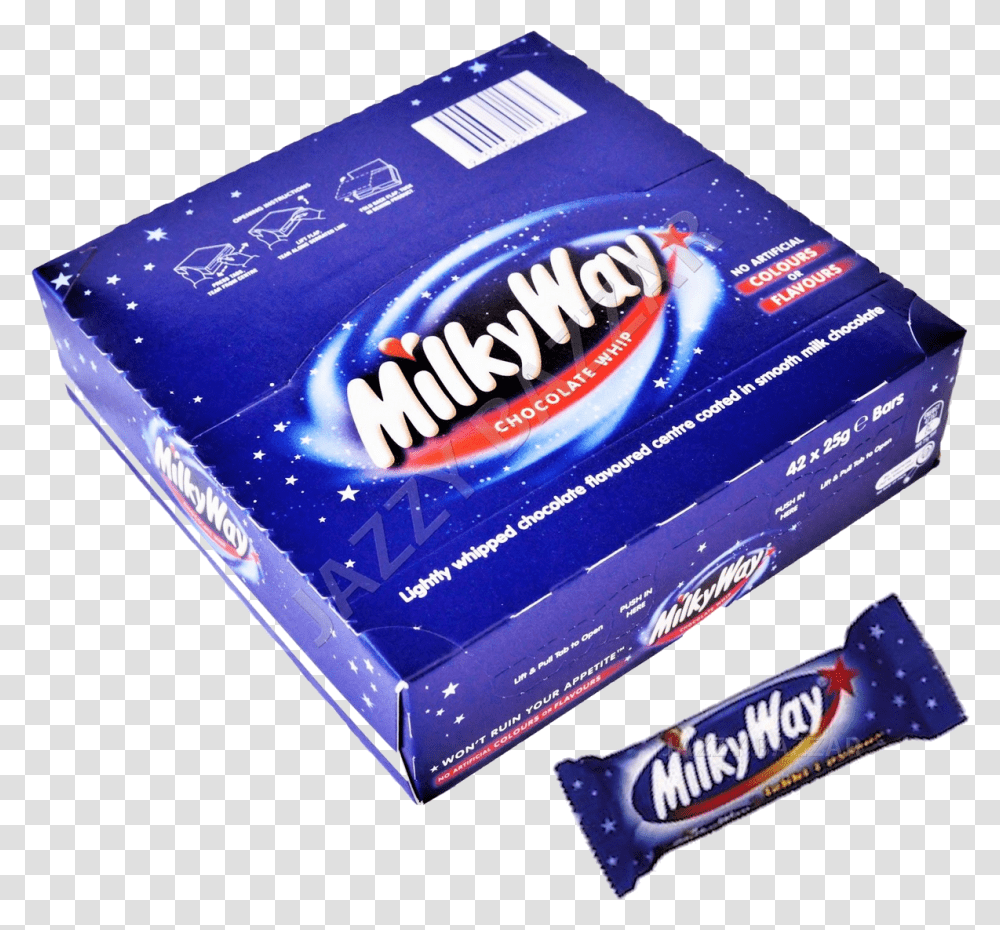 Milky Way Milk Chocolate Bars Box 42 X 25g Milky Way Chocolate Bar, Gum Transparent Png