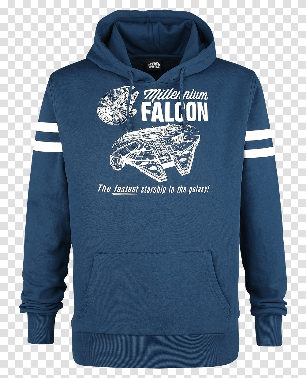 Millenium Falcon Blue Hooded Sweater Roughened Insideribbed Hoodie, Apparel, Sleeve, Long Sleeve Transparent Png