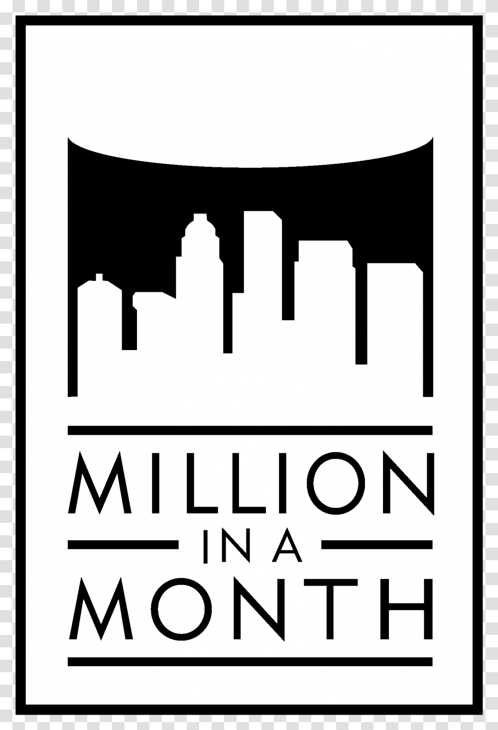 Million In A Month Logo Black And White, Book, Alphabet, Beverage Transparent Png