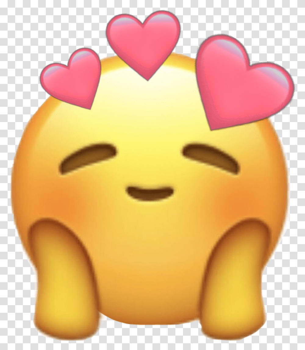 Milukyun Iphone Iphoneemoji Emoji Emojis Cute Blushing Emoji With Hearts, Toy, Furniture, Birthday Cake, Dessert Transparent Png