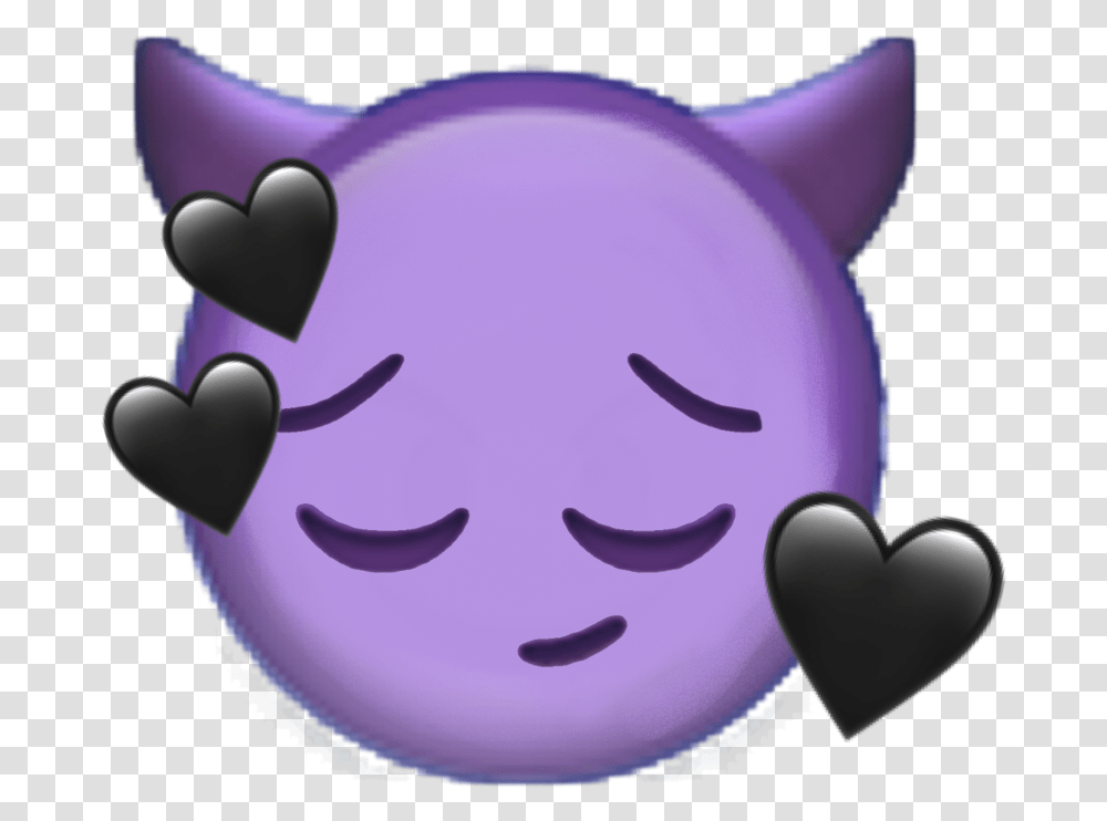 Milukyun Iphone Iphoneemoji Emoji Emojis Devil Purple Love Cute Devil Emoji, Piggy Bank, Toy Transparent Png