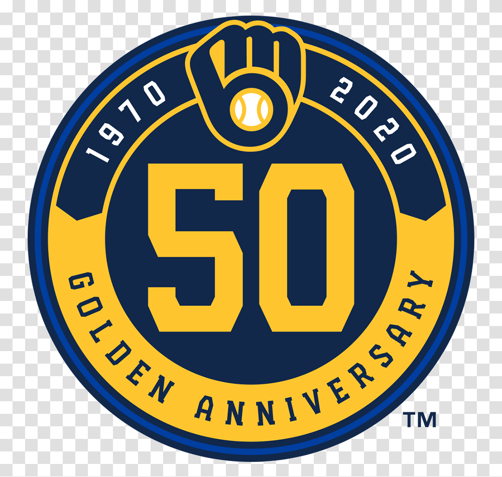 Milwaukee Brewers Anniversary Logo National League Nl Pro Football Hall Of Fame, Number, Symbol, Text, Trademark Transparent Png