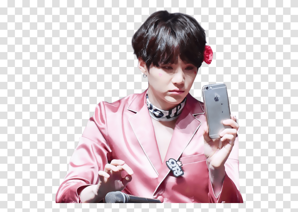 Min Yoongi Bts Smartphone, Mobile Phone, Electronics, Person, Microphone Transparent Png