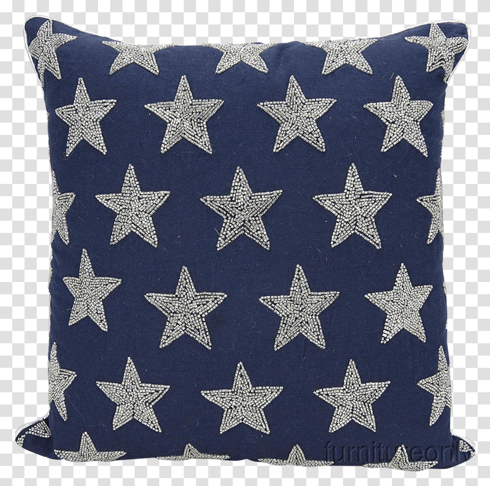 Mina Victory By Nourison Handcrafted Beaded American Stars Pillow Fleece Fabric Teal And Orange And Brown, Cushion, Rug Transparent Png