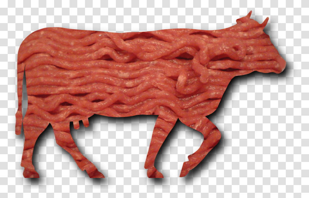 Minced Beef Meat Cow Cattle Shadow Beef In Cow Shape, Animal, Figurine, Dinosaur, Reptile Transparent Png