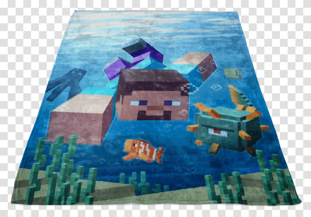 Minecraft Aquatic Fleece Blanket In Blue Color Casual Painting Transparent Png