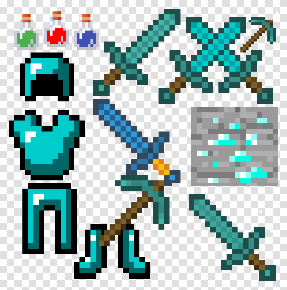 Minecraft Dimoind Swords Like Xspic Axe Sword Potion Minecraft Diamond Armor, Rug, Pac Man, Super Mario Transparent Png