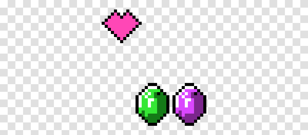 Minecraft Emerald Converted To Amethyst And Heart Emerald Pixel Art, Pac Man Transparent Png