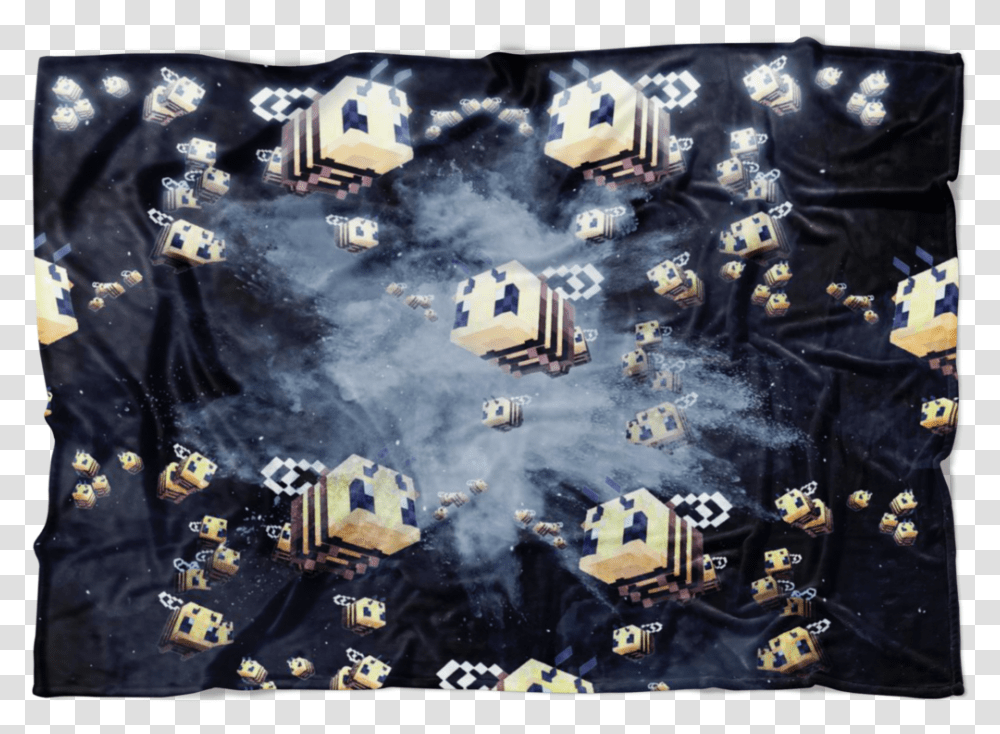 Minecraft Feece Blanket Minecraft Bees Black Blanket Linens, Halo, Outdoors, Nature, Spaceship Transparent Png