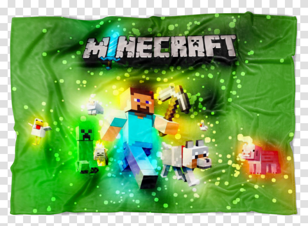 Minecraft Fleece Blanket Steve Brightum Green Poster, Graphics, Art, Toy Transparent Png