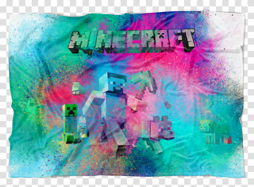 Minecraft Fleece Blanket Steve Color Dust Blue Blanket Minecraft, Poster, Advertisement, Collage, Toy Transparent Png