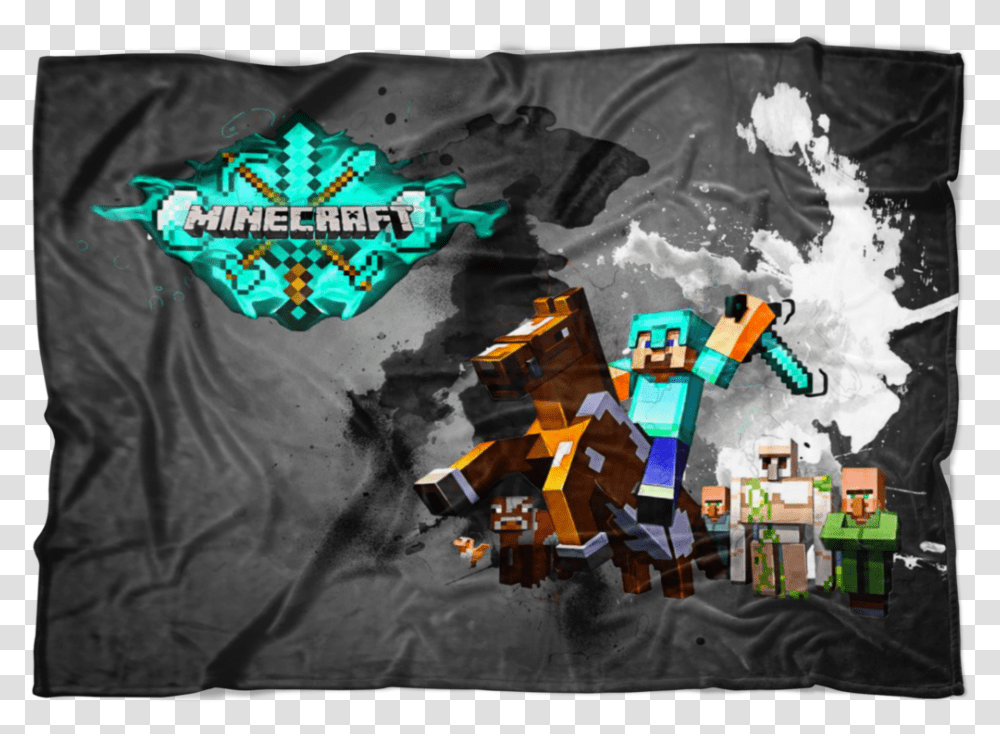 Minecraft Fleece Blanket Steve Diamond Sword Color Graphic Design, Angry Birds, Toy Transparent Png