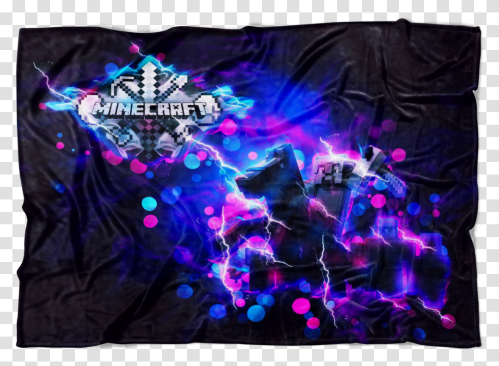 Minecraft Fleece Blanket Steve Diamond Sword Energy Black Duvet, Light, Laser, Purple, Neon Transparent Png