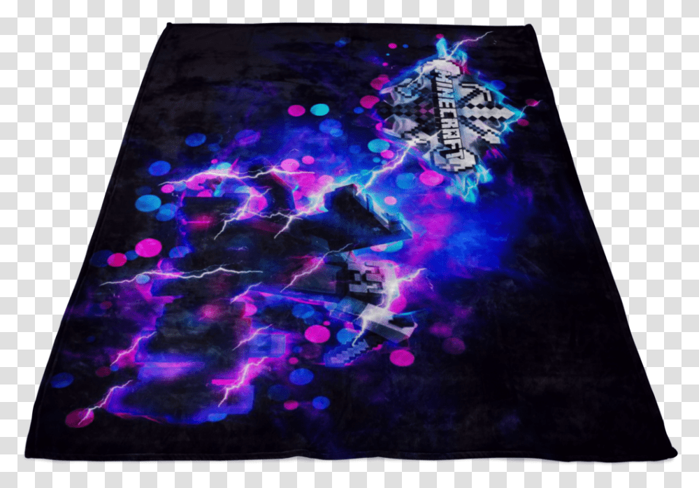 Minecraft Fleece Blanket Steve Diamond Sword Energy Black Placemat, Art, Light, Graphics, Fish Transparent Png