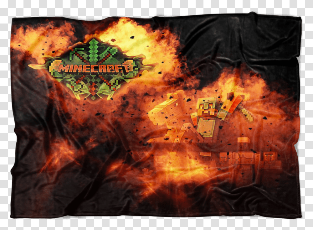 Minecraft Fleece Blanket Steve Diamond Sword Fervent Explosion, Fire, Flame, Bonfire, World Of Warcraft Transparent Png