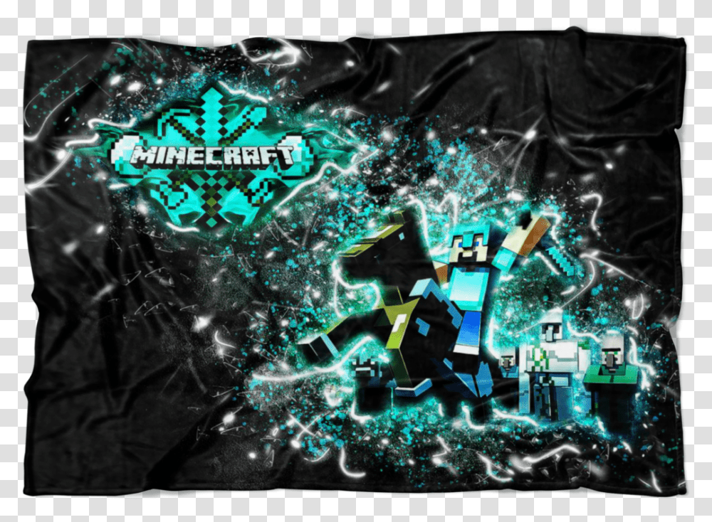 Minecraft Fleece Blanket Steve Diamond Sword Frozen Glory Black Graphic Design, Crystal, Graphics, Art, Light Transparent Png