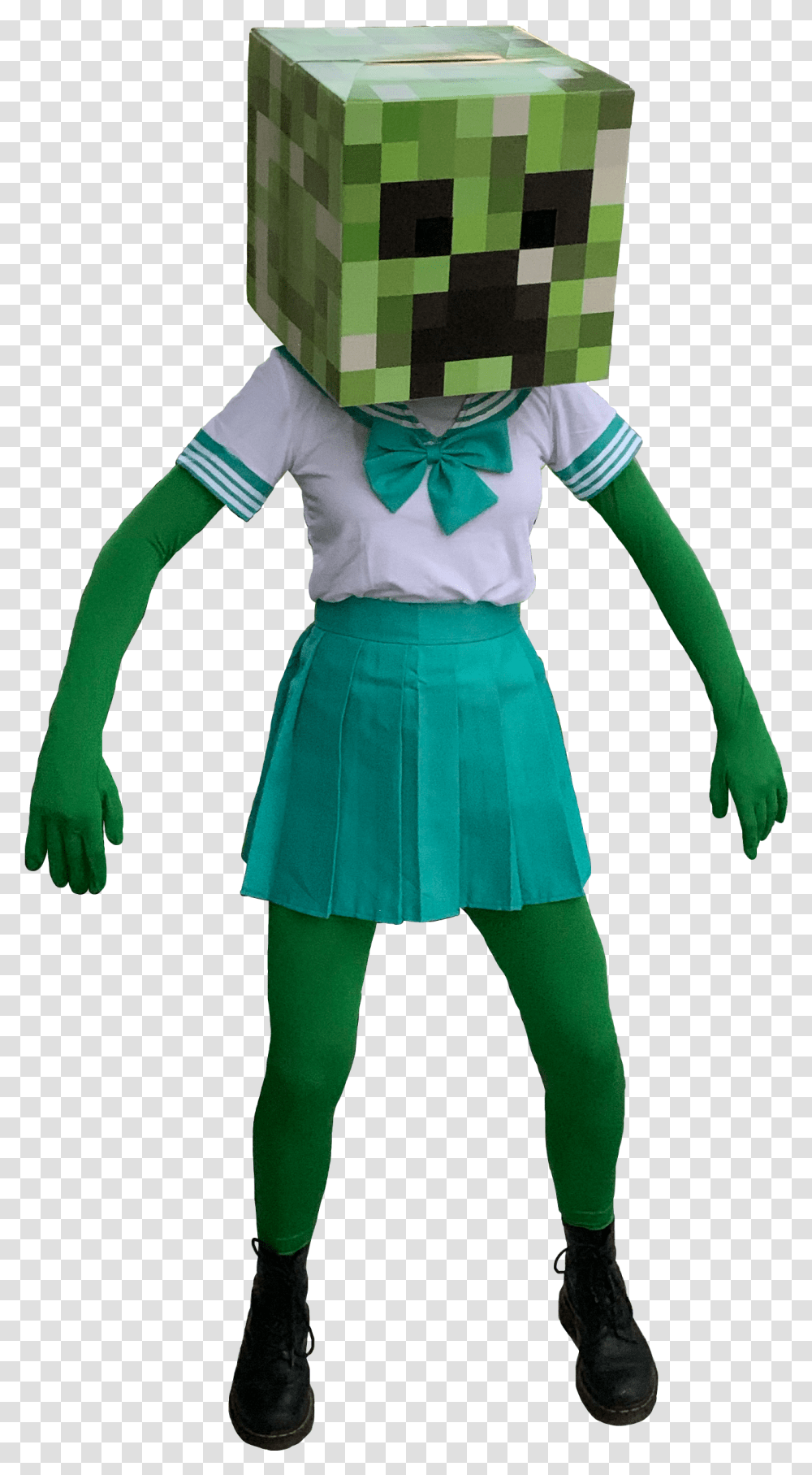 Minecraft Minecraftsticker Creeper Sticker By Lily Cosplay, Skirt, Clothing, Person, Costume Transparent Png