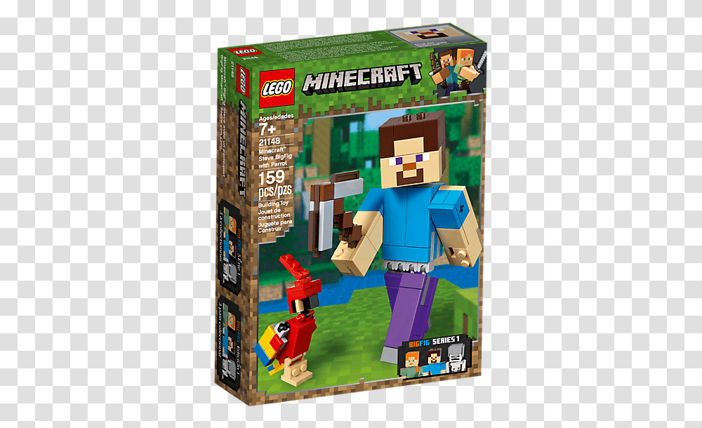 Minecraft Steve Bigfig With Parrot Minecraft, Toy Transparent Png