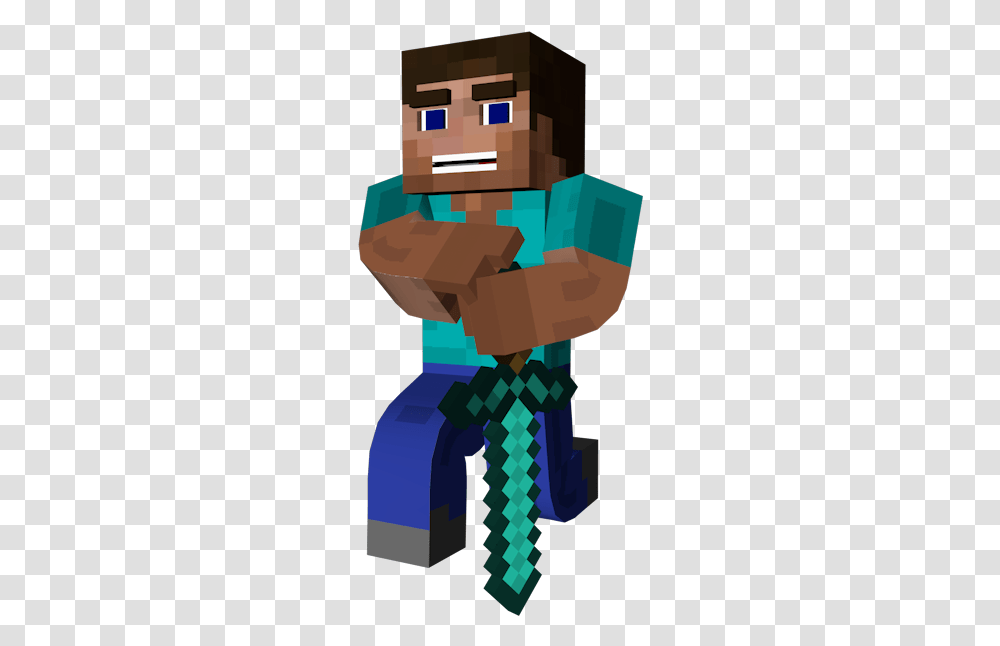 Minecraft Steve Holding Diamond Sword, Toy, Nature, Outdoors, Tie Transparent Png