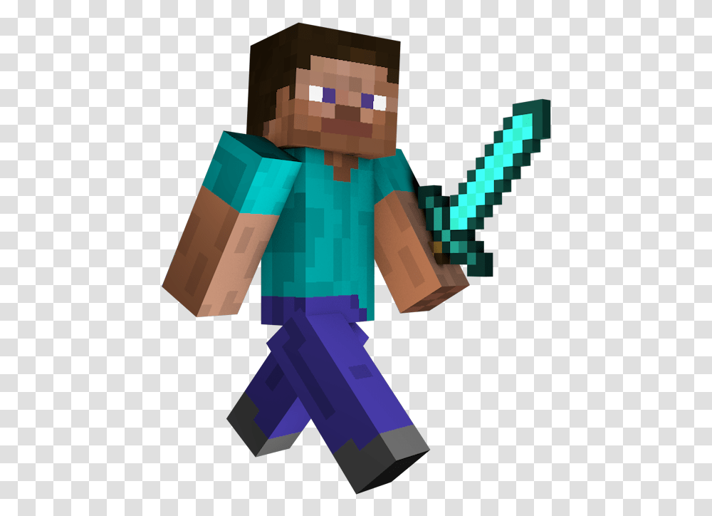 Minecraft Steve Holding Diamond Sword, Toy, Pinata Transparent Png