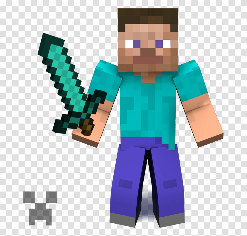 Minecraft Steve Sword Smashified By Obsessor On Minecraft Theme Guitar Tabs, Toy, Apparel Transparent Png