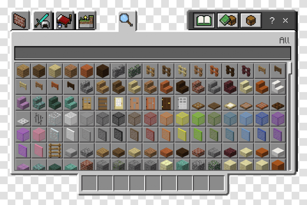 Minecraft The Creative Mode Inventory Showing The Minecraft Creative Mode Inventory, Rug, Collage, Poster Transparent Png