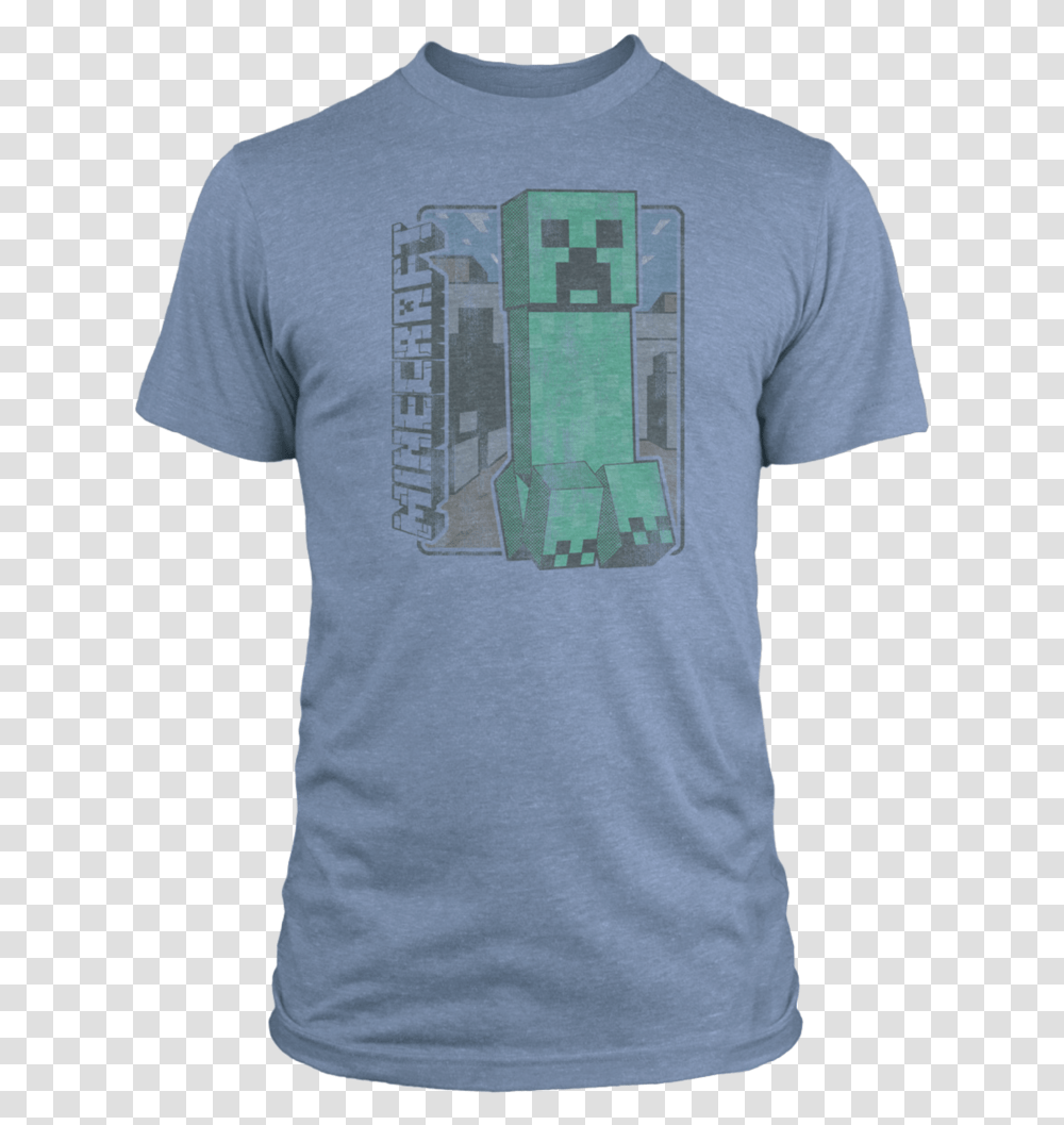 Minecraft Vintage Creeper Tee Green Energy T Shirt, Apparel, T-Shirt Transparent Png