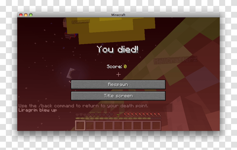 Minecraft Xbox You Died Screen Transparent Png