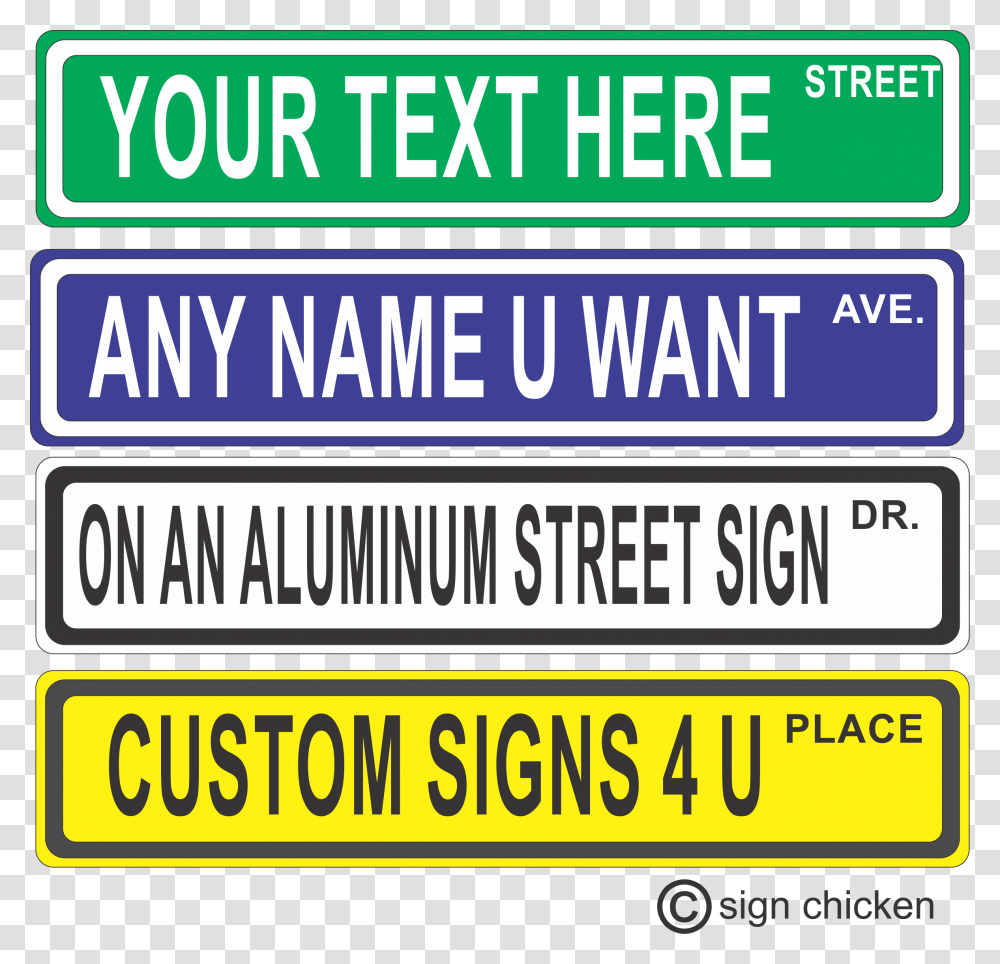 Mini Custom Street Signs, Road Sign, Word Transparent Png