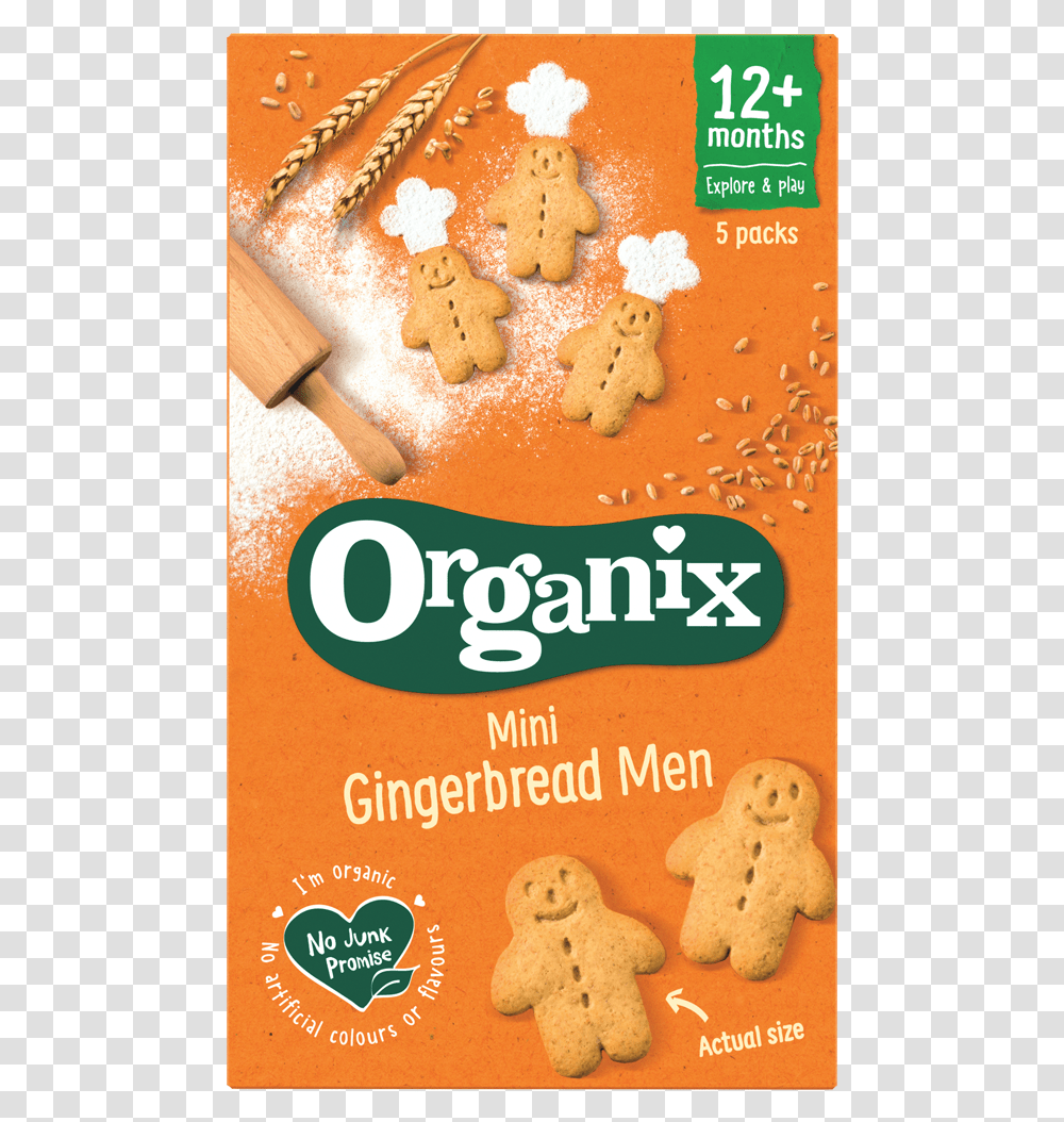 Mini Gingerbread Men Biscuits Organix Melty Veggie Sticks, Food, Cracker, Cookie, Teddy Bear Transparent Png
