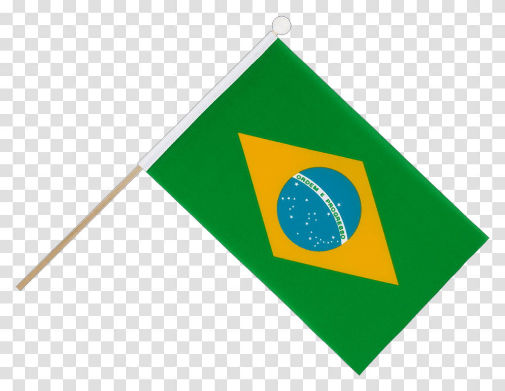 Mini Hand Waving Flag Brazil Download Brazil Waving Flag Background, Emblem, Triangle, Sign Transparent Png