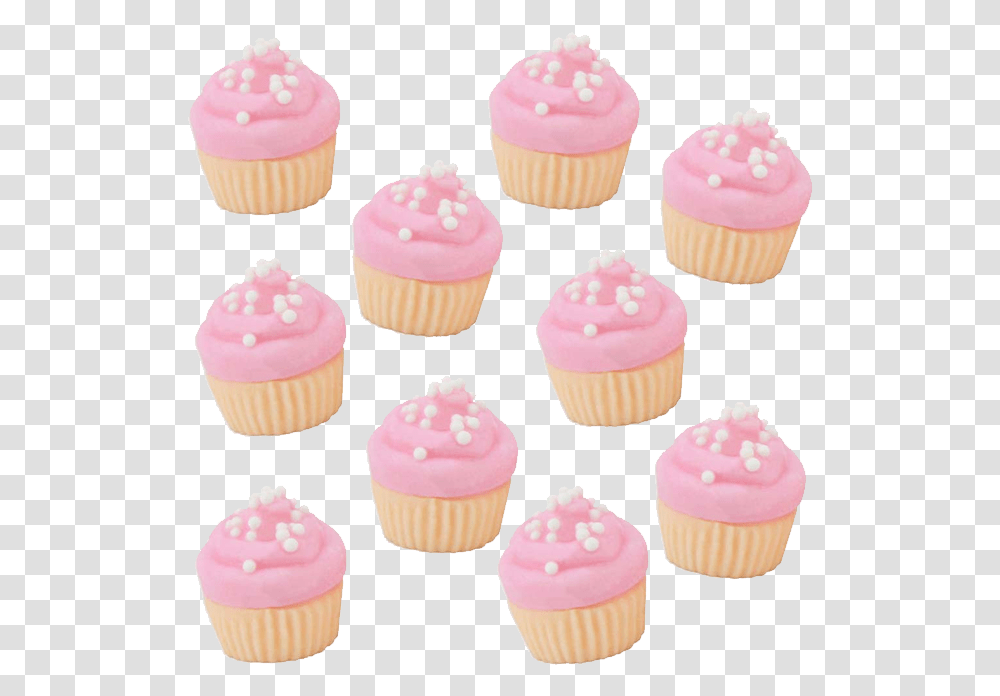 Mini Pink Vanilla Fondant Cupcakes Pink Cupcakes, Cream, Dessert, Food, Creme Transparent Png