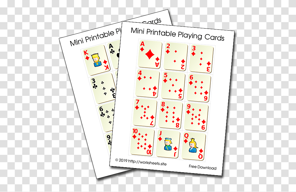 Mini Printable Playing Cards Miniature Printable Deck Of Cards, Game, Flyer, Poster Transparent Png