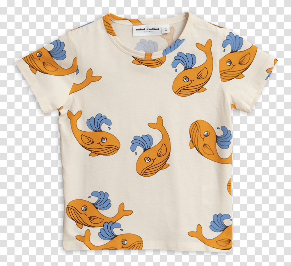 Mini Rodini Orange Whale Print Tee Mini Rodini T Shirt, Apparel, T-Shirt, Jersey Transparent Png