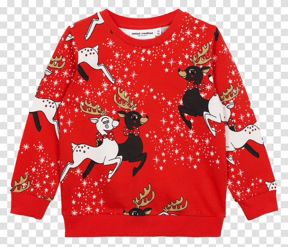 Mini Rodini Reindeer Sweatshirt, Apparel, Sleeve, Long Sleeve Transparent Png