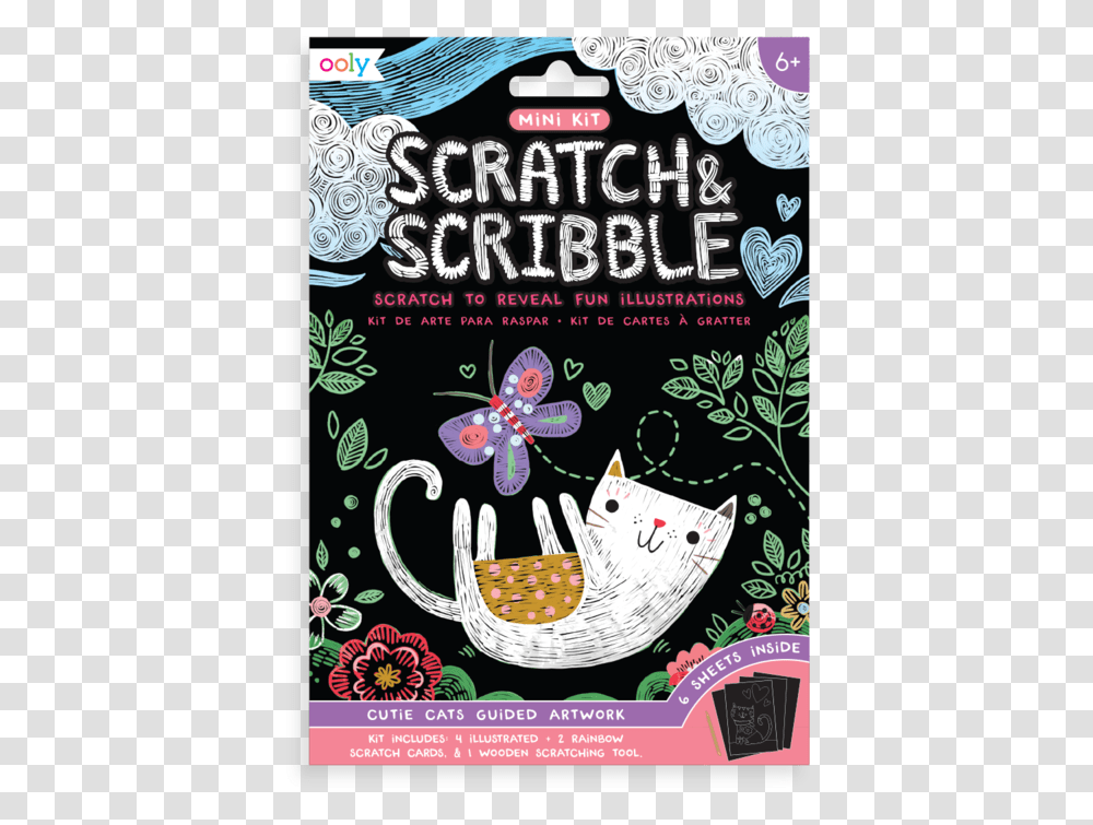 Mini Scratch Amp Scribble 7 Piece Art Kit Cutie Cats Cartoon, Label, Advertisement, Poster Transparent Png