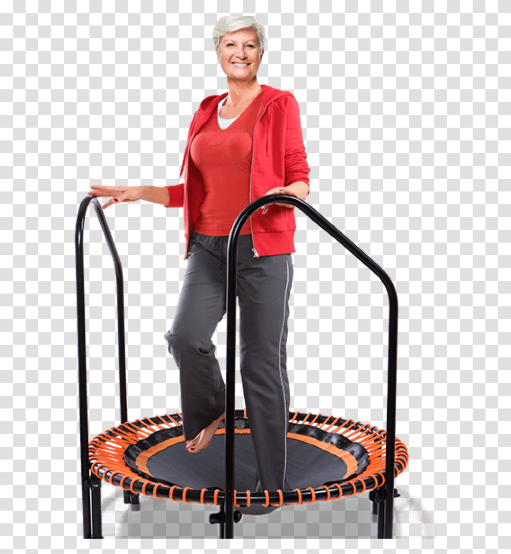 Mini Trampoline For An Elderly Person Old Woman On Trampoline, Pants, Female, Face Transparent Png