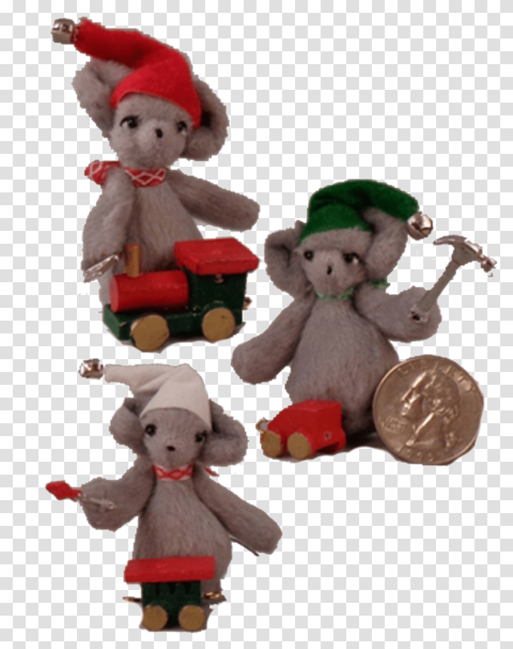 Miniature Artist Teddy Bear Mice Toymaker Christmas Christmas Elf, Figurine, Plush, Super Mario, Coin Transparent Png
