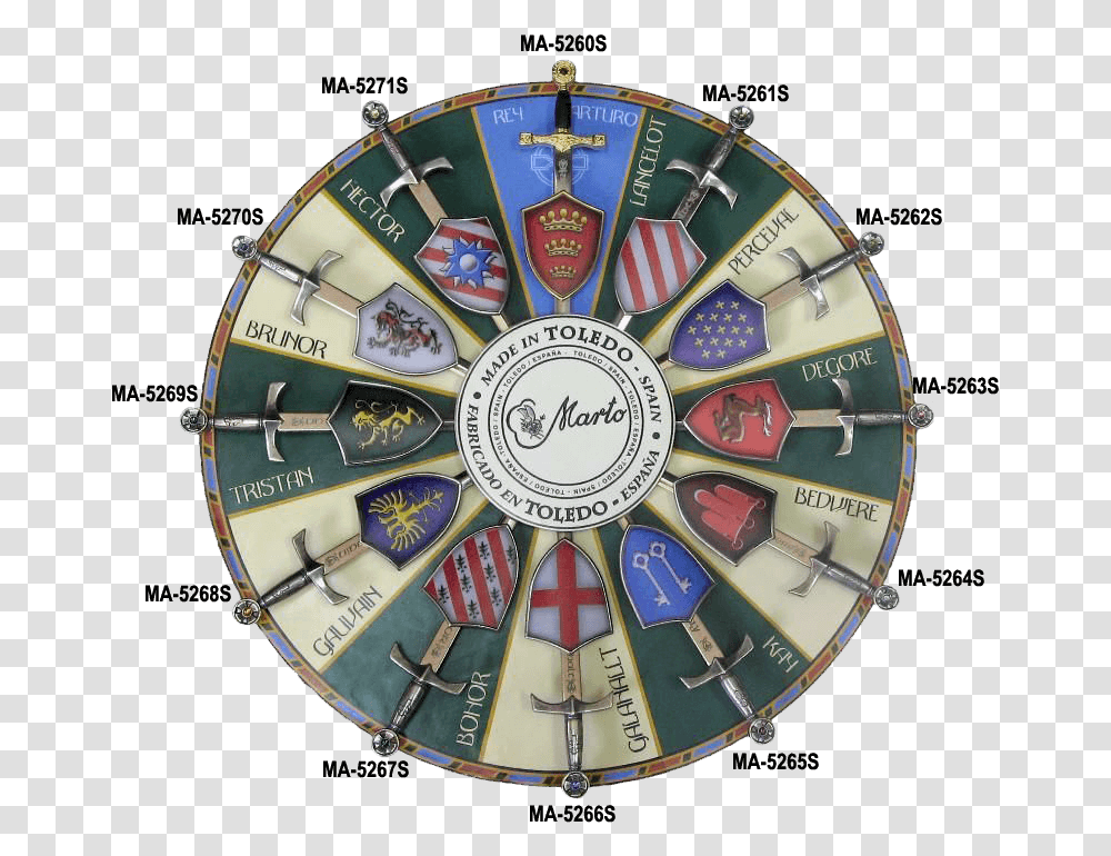 Miniature Sir Tristram Sword And Shield By Marto Knights King Arthur Round Table, Wristwatch, Clock, Analog Clock, Wall Clock Transparent Png