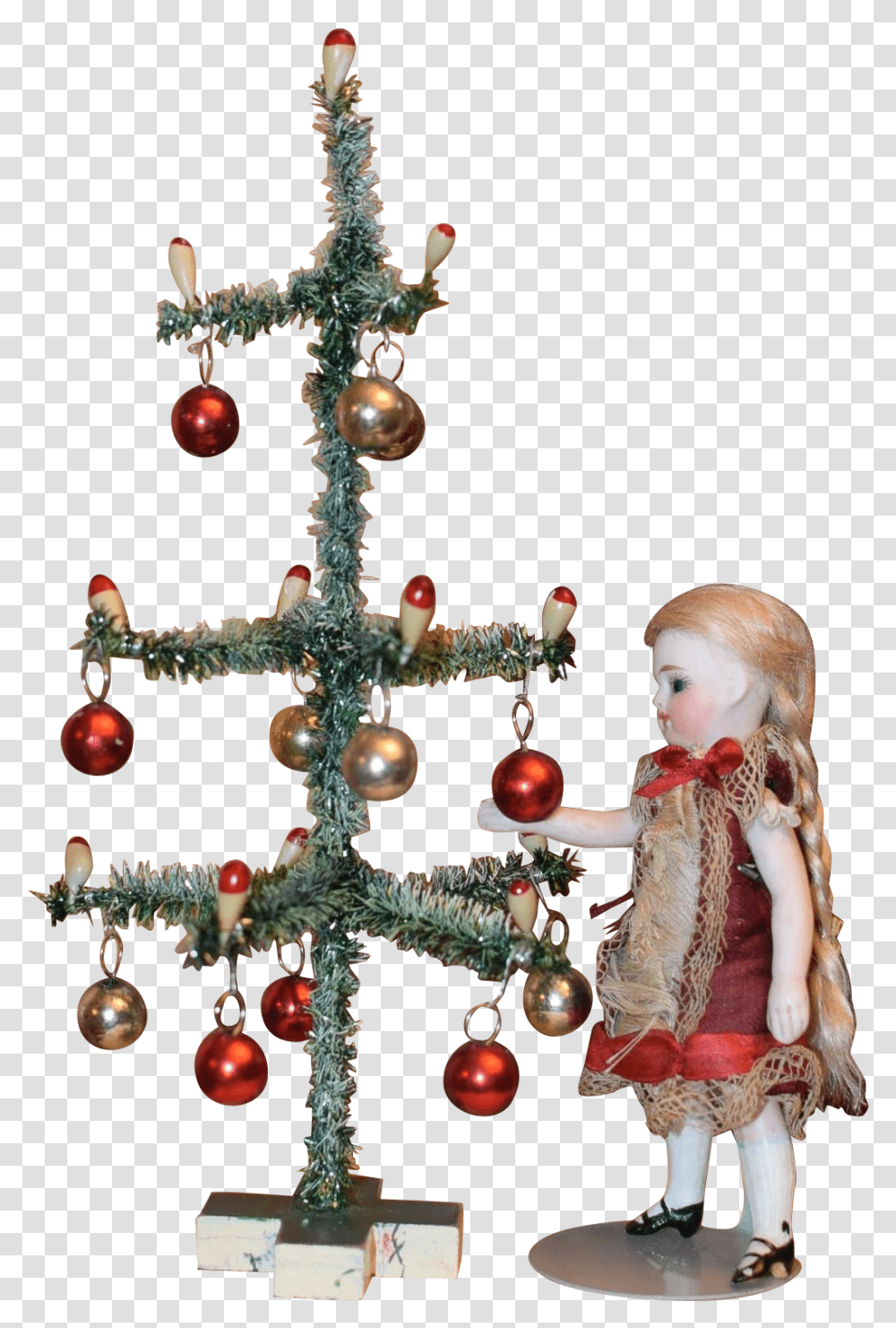 Miniature Tinsel Christmas Tree Christmas Ornament, Plant, Doll, Toy, Person Transparent Png