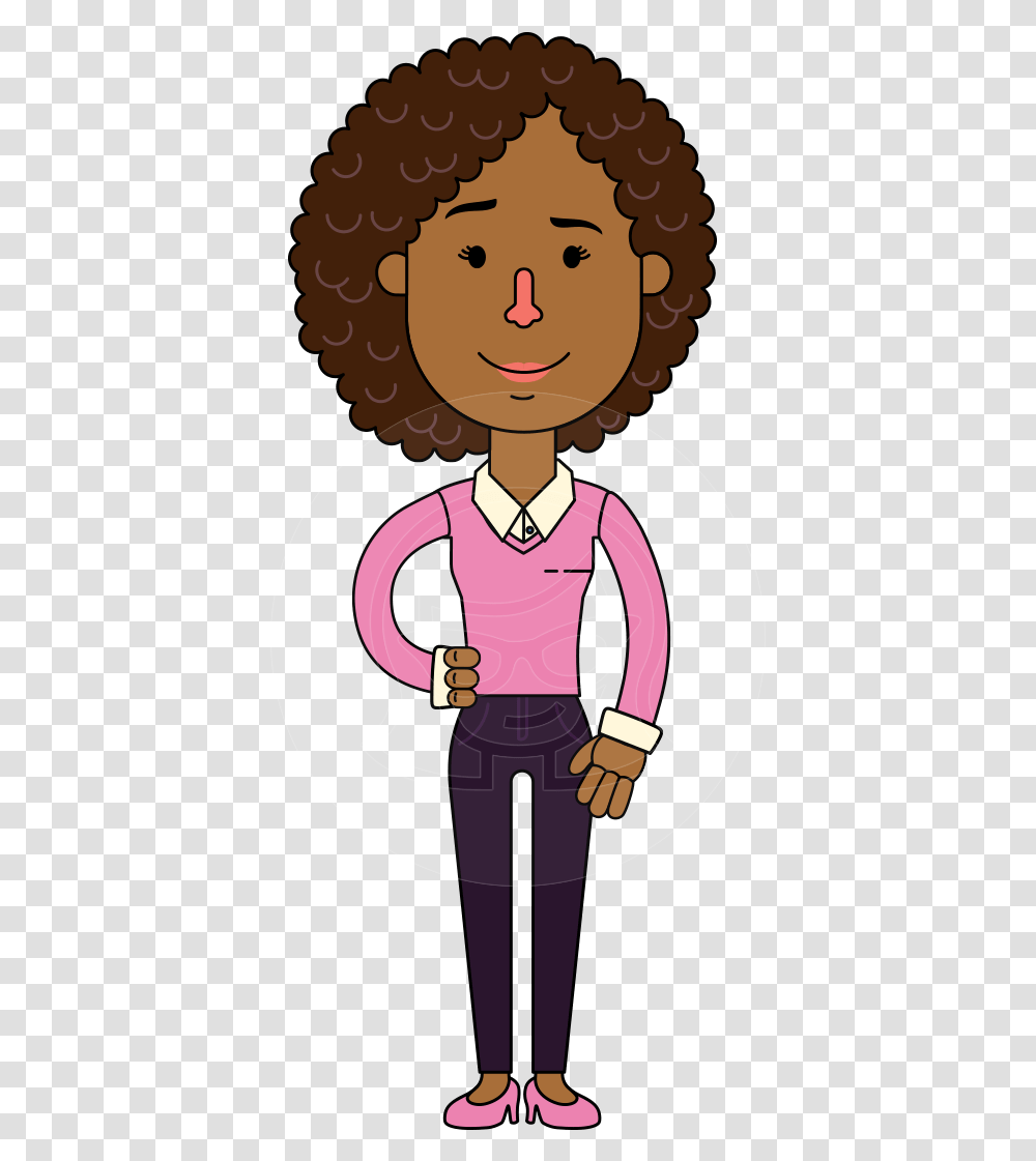 Minimalistic African American Girl Vector Character Design, Person, Label, Hair Transparent Png