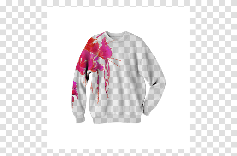 Minimalistic Floral Print Sweatshirt 68 Moth Orchid, Apparel, Sweater, Hoodie Transparent Png